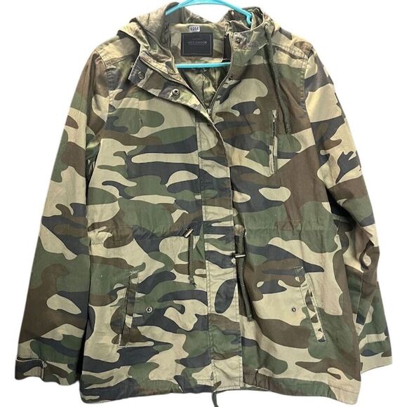 Unisex Camo Hooded Military Jacket Green XL Mid-Length Casual Utility - Picture 1 of 4